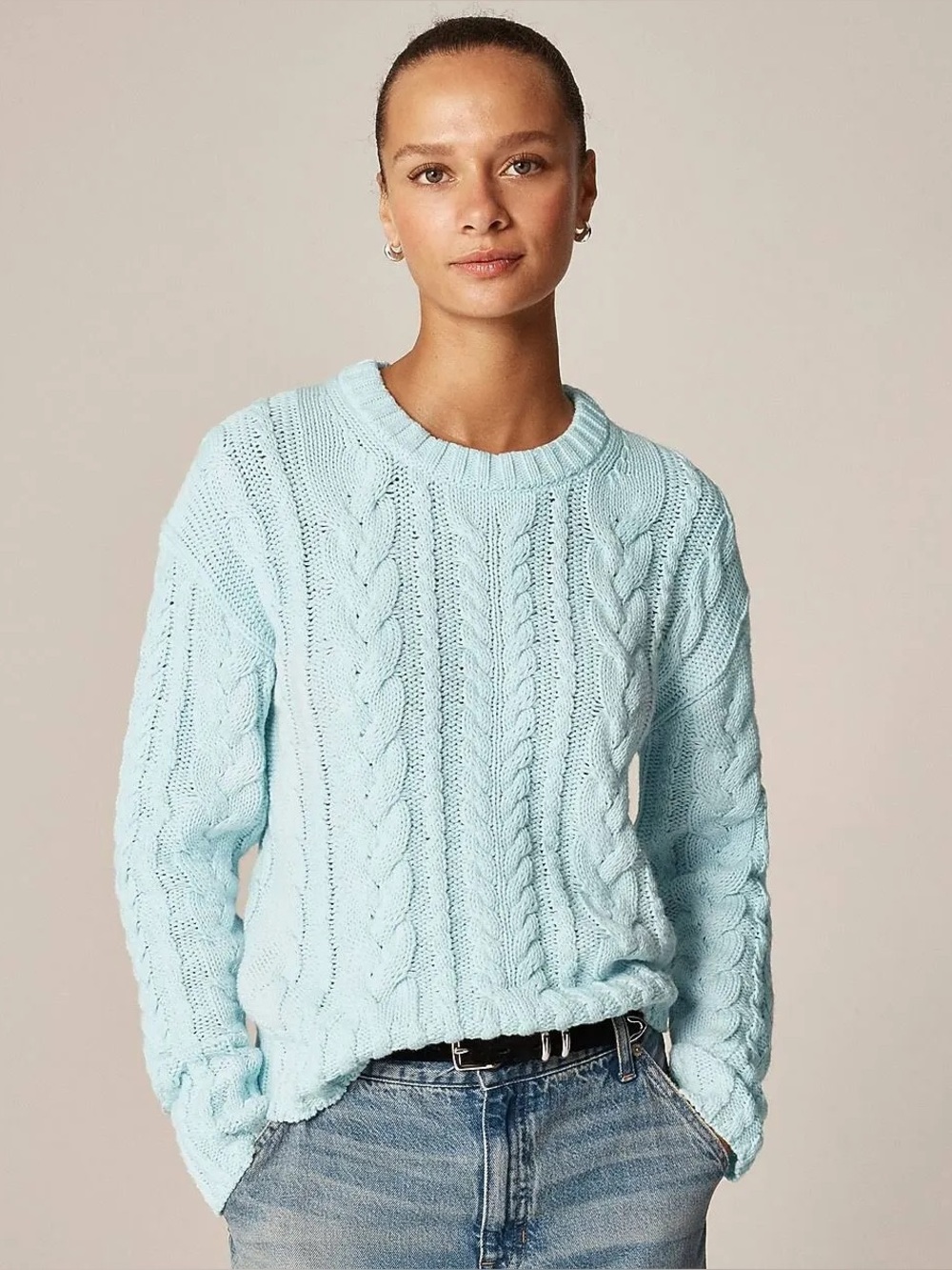 J Crew Cable-knit crewneck sweater